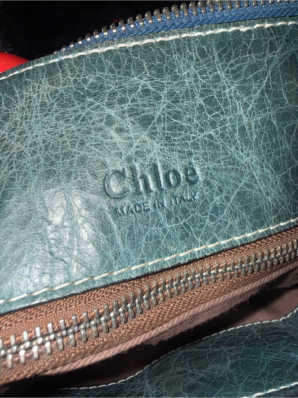 Chloe Black Leather Edith Tote with Contrast Stitching - Picture 7 of 12